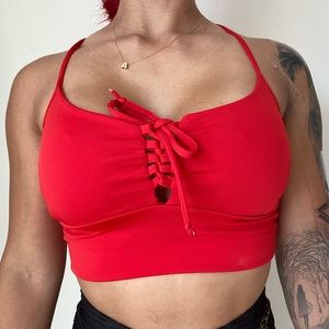Cute red sports bra